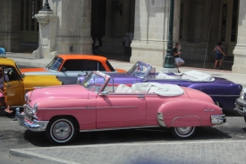 Classic cars in the Capitol district of Havana.