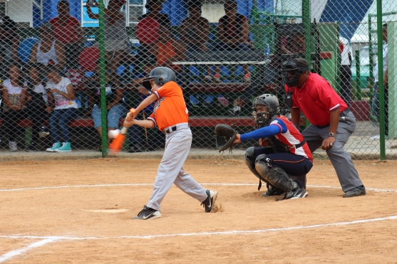A Vermonter makes contact against a Marianao pitcher.