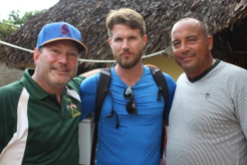 From left to right: Vermont coach Tom Simon, Kevin Herrington of CAFS, and Cuban baseball great Yosvani Aragon.